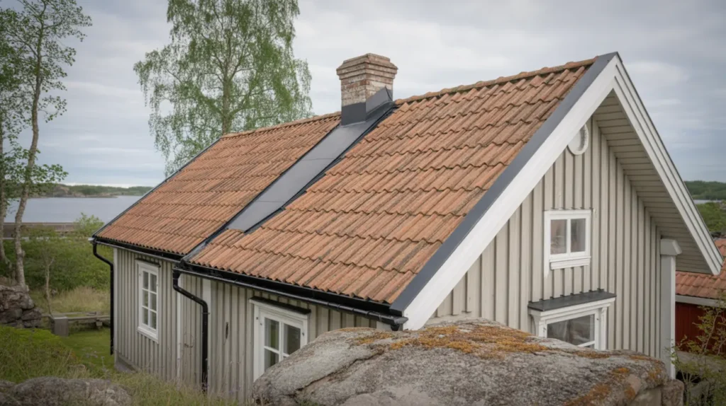 takoml ggning med tegelpannor och nytt undertak i arn nyk ping